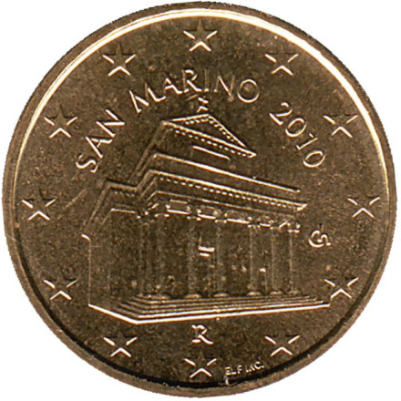 Монета 10 центов. 2010 год, Сан-Марино.