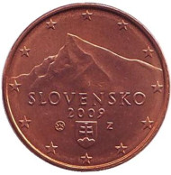 Монета 1 цент, 2009 год, Словакия. Монета 1 цент, 2009 год, Словакия.