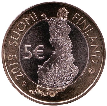 Монета 5 евро. 2018 год, Финляндия. Приморский пейзаж Хельсинки. Монета 5 евро. 2018 год, Финляндия. Приморский пейзаж Хельсинки.