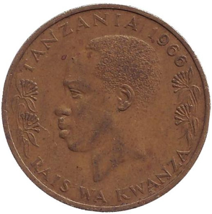 Монета 20 сенти. 1966 год, Танзания. Страус. Монета 20 сенти. 1966 год, Танзания. Страус.