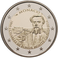 Монета 2 евро. 2016 год, Монако. (в футляре) 150 лет основания Монте-Карло. Монета 2 евро. 2016 год, Монако. (в футляре) 150 лет основания Монте-Карло.