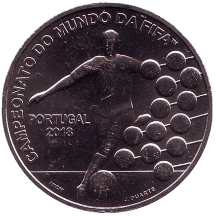 Монета 2,5 евро. 2018 год, Португалия. Чемпионат мира по футболу 2018 в России.