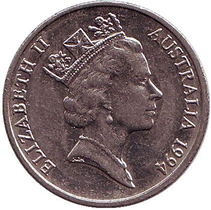 Монета 5 центов. 1994 год, Австралия. Ехидна. Монета 5 центов. 1994 год, Австралия. Ехидна.