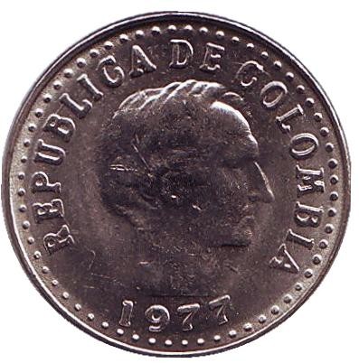 Монета 10 сентаво. 1977 год, Колумбия. UNC.