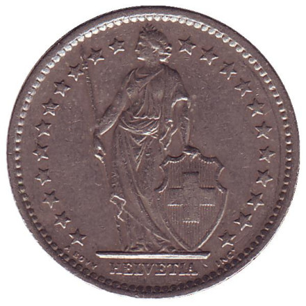 Монета 2 франка. 1979 год, Швейцария. Гельвеция.