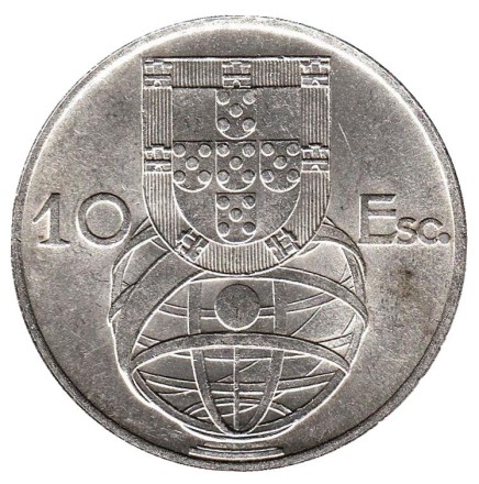 Монета 10 эскудо. 1955 год, Португалия. Парусник. Монета 10 эскудо. 1955 год, Португалия. Парусник.