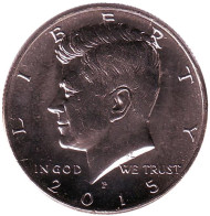 Монета 1/2 доллара (50 центов), 2015 год (P), США. Джон Кеннеди. Монета 1/2 доллара (50 центов), 2015 год (P), США. Джон Кеннеди.