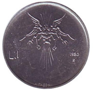 Монета 1 лира. 1983 год, Сан-Марино. Угроза ядерной войны. Монета 1 лира. 1983 год, Сан-Марино. Угроза ядерной войны.