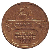 Монета 5 марок, 1987 год (N), Финляндия. Ледокол Урхо. Монета 5 марок, 1987 год (N), Финляндия. Ледокол Урхо.