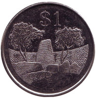 Монета 1 доллар, 2002 год, Зимбабве. UNC.