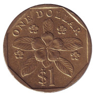 Монета 1 доллар, 1994 год, Сингапур. Барвинок. Монета 1 доллар, 1994 год, Сингапур. Барвинок.