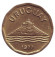 Монета 20 сентесимо. 1977 год, Уругвай. Здание на холме.
