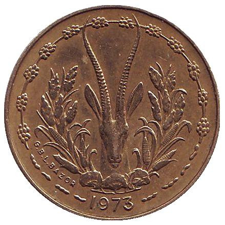 Монета 5 франков. 1973 год, Западные Африканские Штаты.
