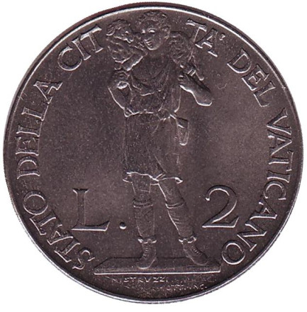 Монета 2 лиры. 1941 год, Ватикан.