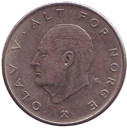 Монета 1 крона. 1976 год, Норвегия. Корона.