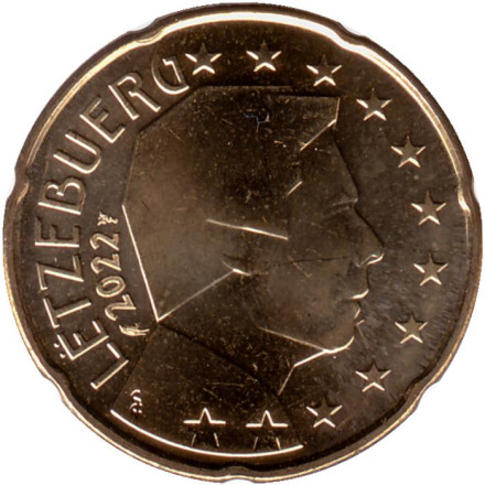 Монета 20 центов. 2022 год, Люксембург.