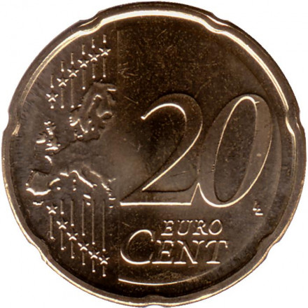 Монета 20 центов. 2022 год, Люксембург.