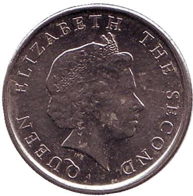 Монета 10 центов. 2009 год, Восточно-Карибские государства. Парусник.