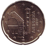 Монета 20 центов. 2017 год, Андорра.