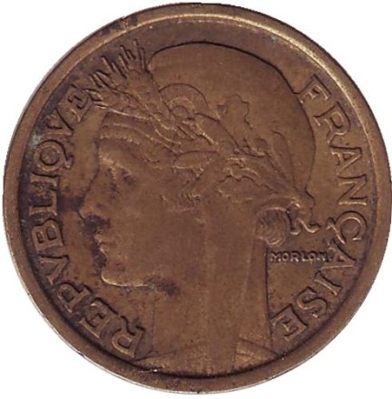 Монета 1 франк. 1932 год, Франция.