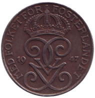 Монета 5 эре. 1947 год, Швеция. Монета 5 эре. 1947 год, Швеция.