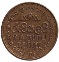 Монета 1 рупия. 2006 год, Шри-Ланка. Монета 1 рупия. 2006 год, Шри-Ланка.