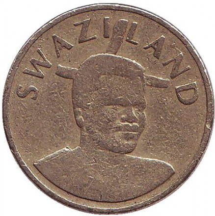 Монета 1 лилангени. 1995 год, Свазиленд. Король Мсавати III. Дзелигве Шонгве.