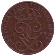 Монета 5 эре. 1938 год, Швеция. Монета 5 эре. 1938 год, Швеция.