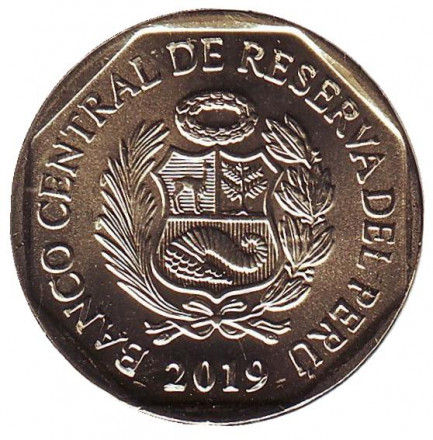 Монета 1 соль. 2019 год, Перу. Желтохвостая обезьяна.