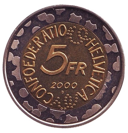 Монета 5 франков. 2000 год, Швейцария. Карнавал в Базеле. Монета 5 франков. 2000 год, Швейцария. Карнавал в Базеле.