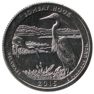 Монета 25 центов (P). 2015 год, США. Бомбей-Хук. Парк № 29. Монета 25 центов (P). 2015 год, США. Бомбей-Хук. Парк № 29.