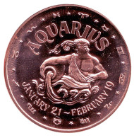 Володей. "Знаки зодиака." Монетовидный жетон. Унция меди 999. США.  Володей. "Знаки зодиака." Монетовидный жетон. Унция меди 999. США.