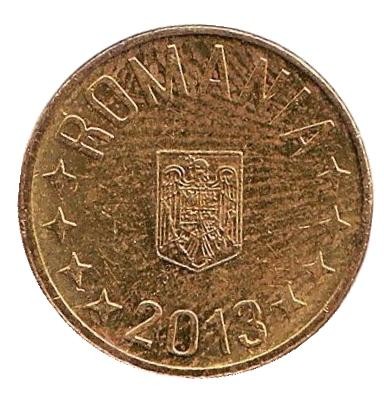 Монета 1 бан. 2013 год, Румыния. Из обращения.