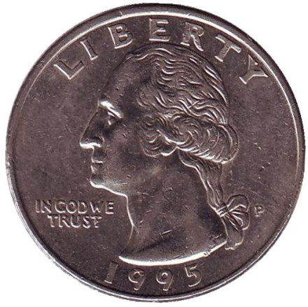 Монета 25 центов. 1995 (P) год, США. Вашингтон.