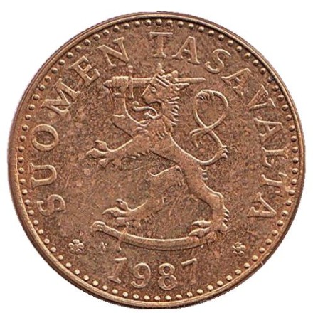 Монета 20 пенни. 1987 год, Финляндия. (N). Из обращения. Монета 20 пенни. 1987 год, Финляндия. (N). Из обращения.