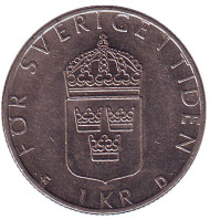 Монета 1 крона. 1991 год, Швеция. Монета 1 крона. 1991 год, Швеция.