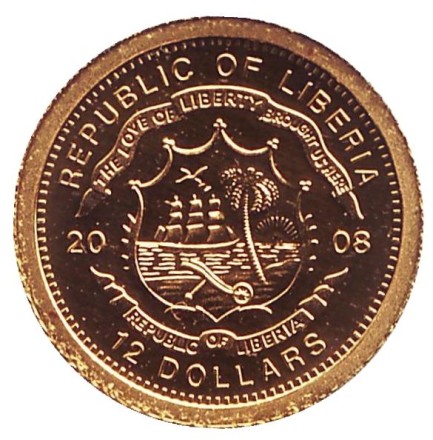 Монета 12 долларов. 2008 год, Либерия. Италия. "Страны Европы".