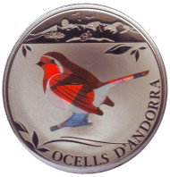 Монета 1 динер. 2012 год, Андорра. Малиновка. Монета 1 динер. 2012 год, Андорра. Малиновка.