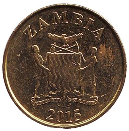 Монета 10 нгве. 2015 год, Замбия. Западная канна - африканская антилопа.