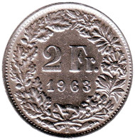 Монета 2 франка. 1963 год, Швейцария. Гельвеция.