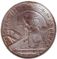 Монета 5 лир. 1937 год, Сан-Марино. Монета 5 лир. 1937 год, Сан-Марино.