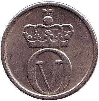 Монета 10 эре. 1966 год, Норвегия. Пчела.