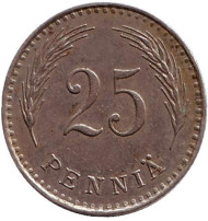 Монета 25 пенни. 1930 год, Финляндия. Монета 25 пенни. 1930 год, Финляндия.