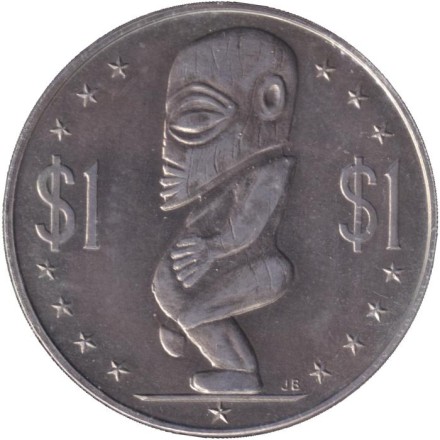 Монета 1 доллар. 1972 год, Острова Кука. Тангароа. Божество.