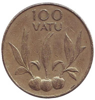 Монета 100 вату. 2002 год, Вануату. Сельскохозяйственные растения. Монета 100 вату. 2002 год, Вануату. Сельскохозяйственные растения.
