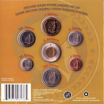 Годовой набор монет (7 шт.), 2006 год, Канада. Хоккейный клуб "Оттава Сенаторз". 