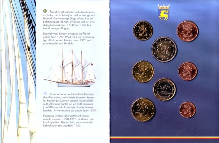 Аландские острова. Набор монет Финляндии (8 шт., с маркой). 2006 год, Финляндия.