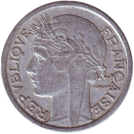 Монета 2 франка. 1947 B год, Франция.