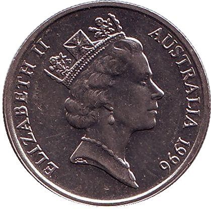 Монета 5 центов. 1996 год, Австралия. Ехидна.