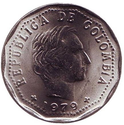 Монета 50 сентаво. 1979 год, Колумбия. UNC. Монета 50 сентаво. 1979 год, Колумбия. UNC.